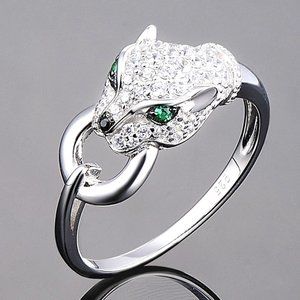 Green Eye Leopard Head Cool Anillos Fashion Animal Rings for Women, PD081